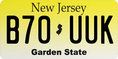 NJ license plate B70UUK