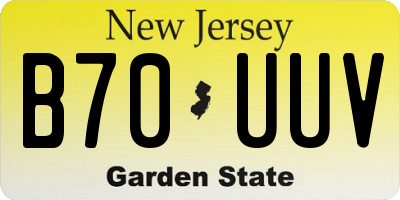 NJ license plate B70UUV