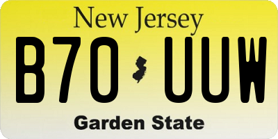 NJ license plate B70UUW