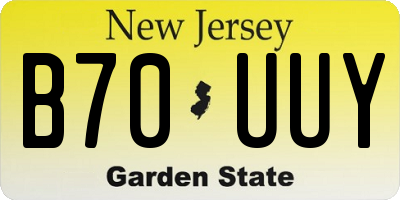 NJ license plate B70UUY