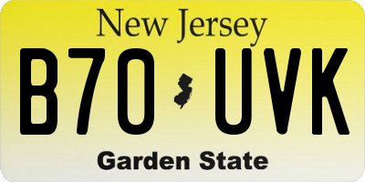 NJ license plate B70UVK