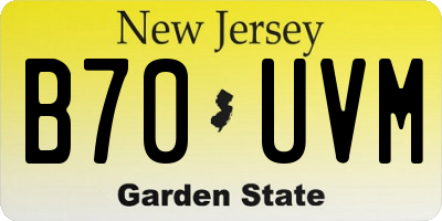 NJ license plate B70UVM