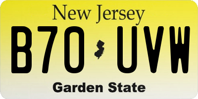 NJ license plate B70UVW