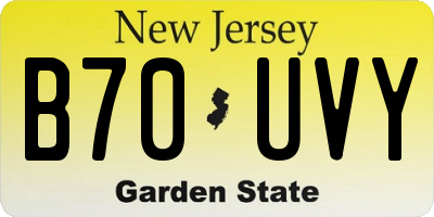 NJ license plate B70UVY