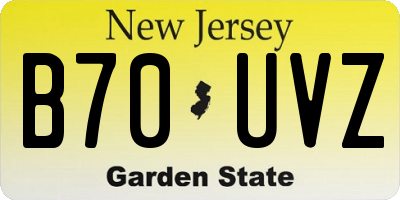 NJ license plate B70UVZ