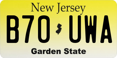 NJ license plate B70UWA