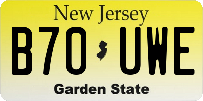 NJ license plate B70UWE