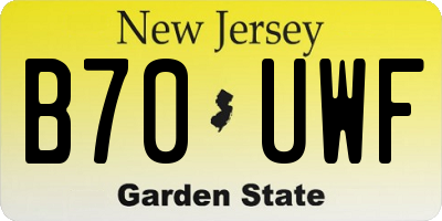NJ license plate B70UWF