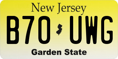 NJ license plate B70UWG