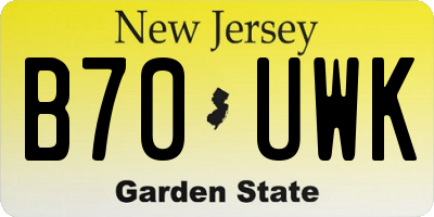 NJ license plate B70UWK