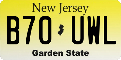 NJ license plate B70UWL