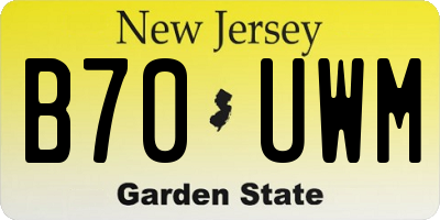 NJ license plate B70UWM