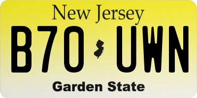 NJ license plate B70UWN
