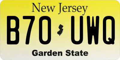 NJ license plate B70UWQ
