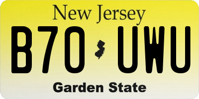 NJ license plate B70UWU