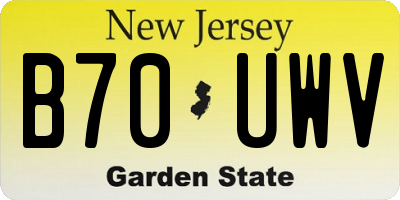 NJ license plate B70UWV