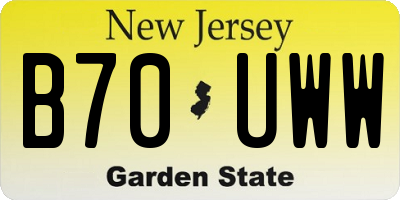 NJ license plate B70UWW