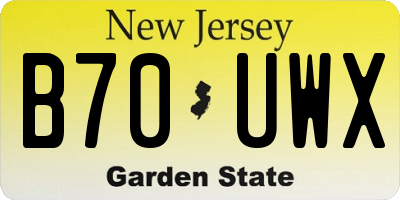NJ license plate B70UWX