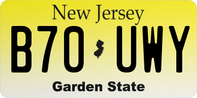 NJ license plate B70UWY