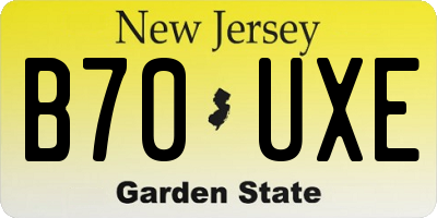 NJ license plate B70UXE