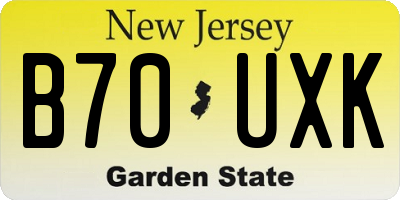 NJ license plate B70UXK