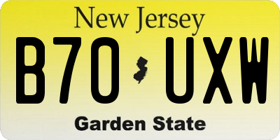 NJ license plate B70UXW