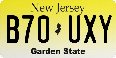 NJ license plate B70UXY