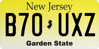 NJ license plate B70UXZ