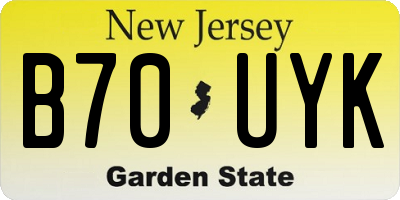 NJ license plate B70UYK