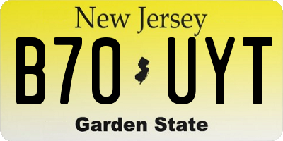 NJ license plate B70UYT