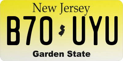 NJ license plate B70UYU