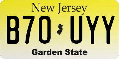 NJ license plate B70UYY
