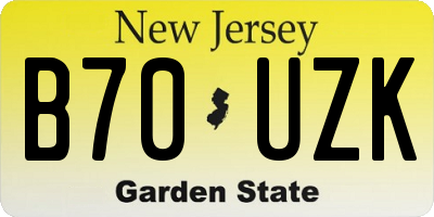 NJ license plate B70UZK