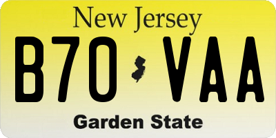 NJ license plate B70VAA
