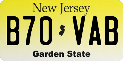 NJ license plate B70VAB