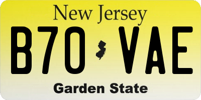 NJ license plate B70VAE