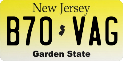 NJ license plate B70VAG