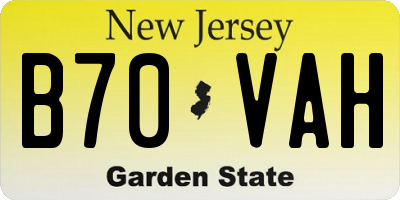 NJ license plate B70VAH