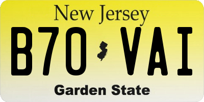 NJ license plate B70VAI