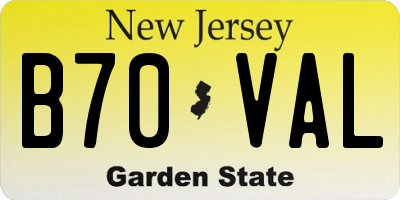 NJ license plate B70VAL