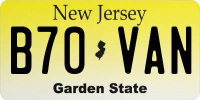 NJ license plate B70VAN