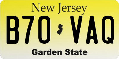 NJ license plate B70VAQ