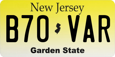 NJ license plate B70VAR