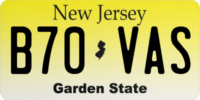 NJ license plate B70VAS