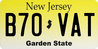 NJ license plate B70VAT