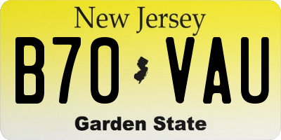 NJ license plate B70VAU