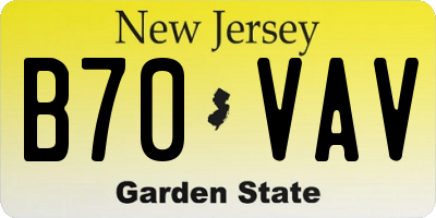 NJ license plate B70VAV