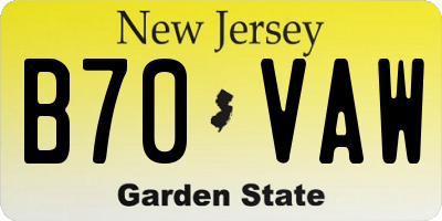 NJ license plate B70VAW
