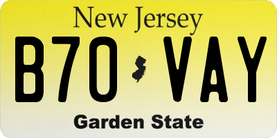 NJ license plate B70VAY