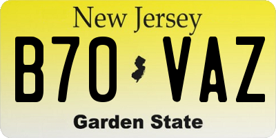 NJ license plate B70VAZ